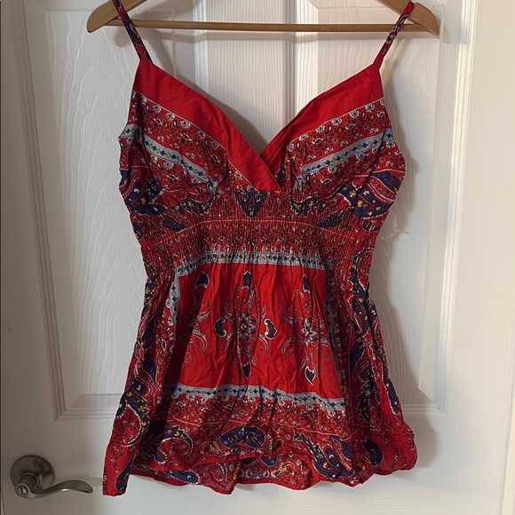 She's Cool Red Smocked Camisole Top - Picture 1 of 3